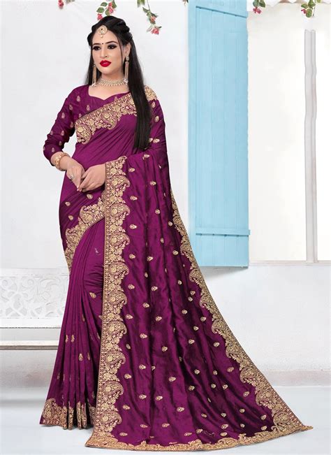 Buy Silk Purple Contemporary Saree 169412