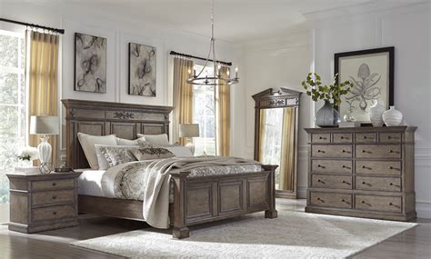 Aspenhome Furniture Belle Maison 4pcs Panel Bedroom Set In Light Aged Oak