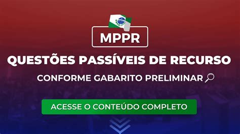 MPPR Questões passíveis de recurso conforme gabarito preliminar Blog