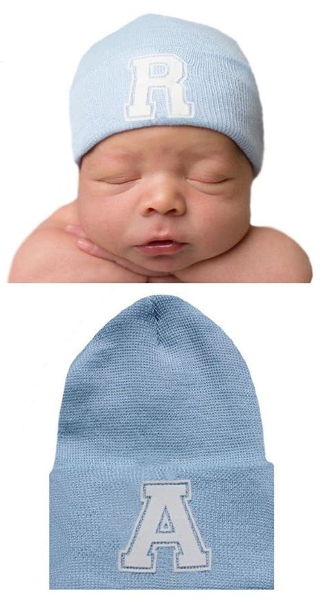 Melondipitys First Letter Initial Newborn Boy Blue Hospital Hat A