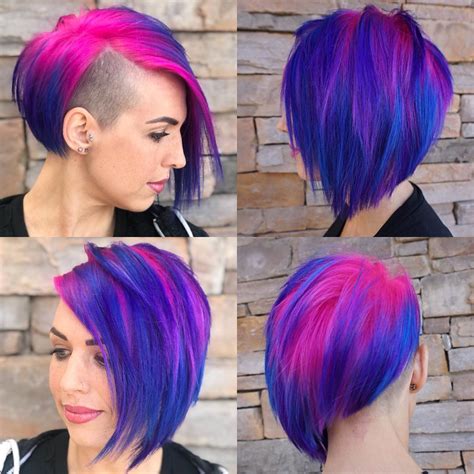 Asymmetrical Undercut With Side Swept Bangs And Vibrant