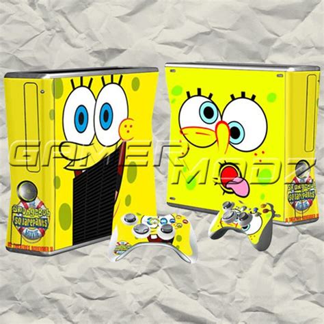 Spongebob Xbox 360 Skin Set Console With 2 Controllers Got Game