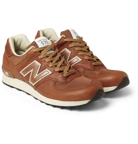 Lyst New Balance 576 Leather And Mesh Running Sneakers In Brown For Men