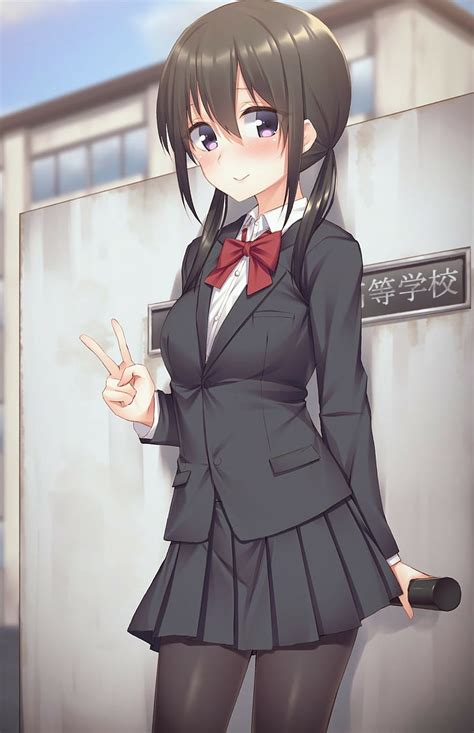 Anime Girls School Uniform Blue Eyes Hd Wallpaper Wallpaperbetter
