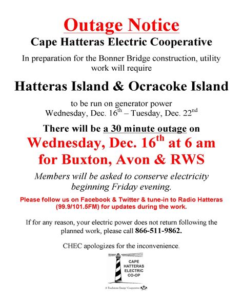 Ocracoke to be on generator power for one week starting tomorrow