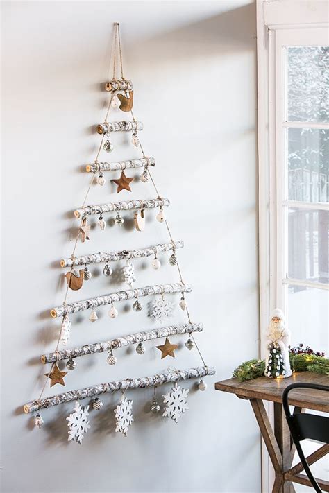 Tree Branch Christmas Décor With Hanging Ornaments Wall Christmas