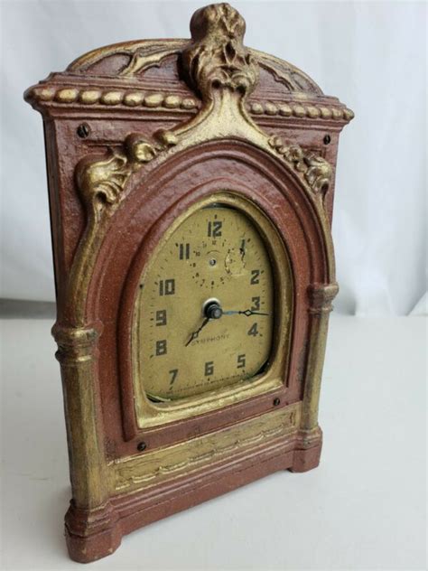 Antique Alarm Clock Marked Symphony Lux Clock Mfg Co Waterbury