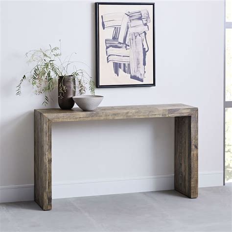 Emmerson Reclaimed Wood Console Stone Gray West Elm Narrow Side