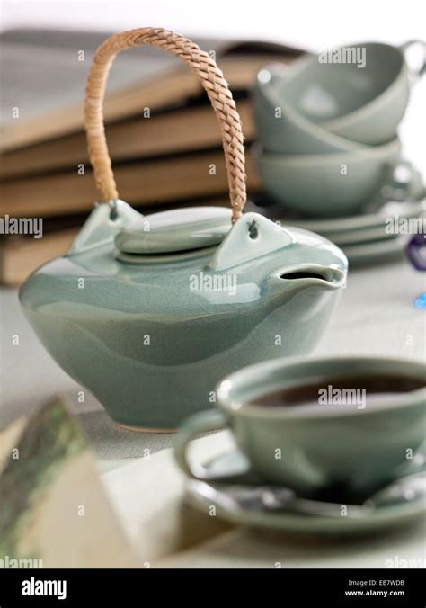 Tea Still Life With Books Stock Photo Alamy