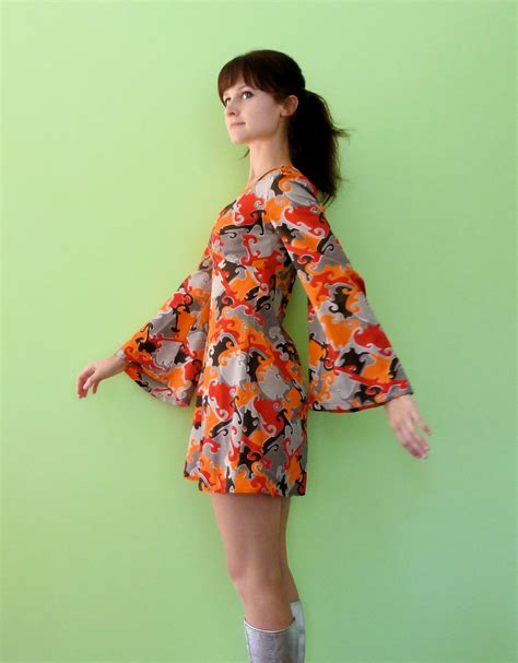 vintage 1960s go go dress 60s mod bell sleeve mini dress etsy