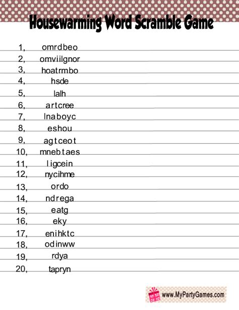 Word Word Scramble Puzzle Printable