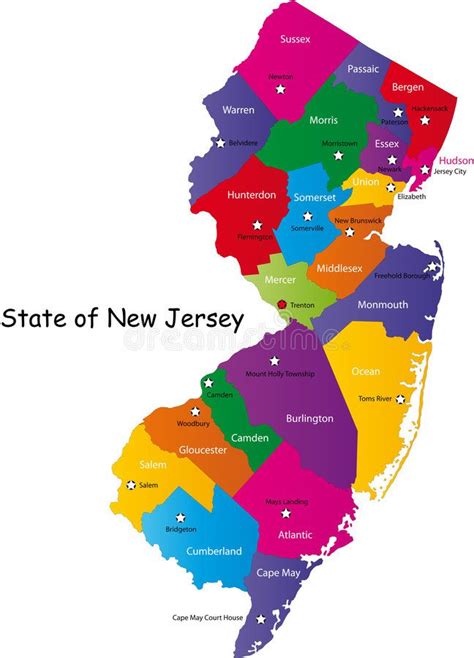 State Of New Jersey New Jersey State Designed In Illustration With The Counties Ad