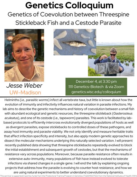 Genetics colloquium: Jesse Weber on the genetics of coevolution between