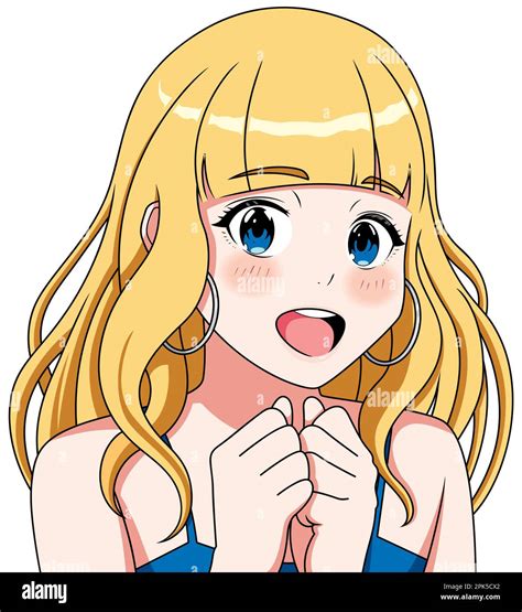 Pleasantly Surprised Anime Girl On White Stock Vector Image And Art Alamy