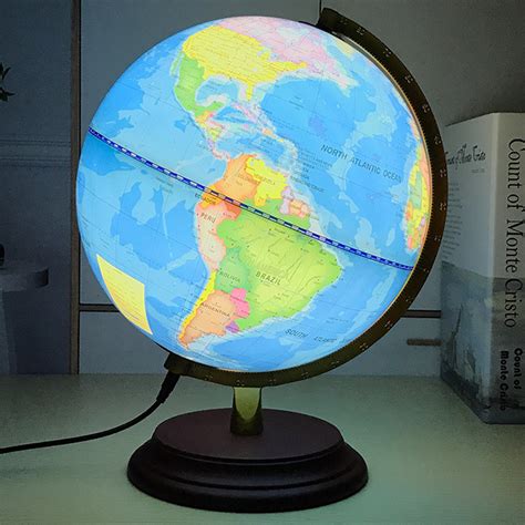 World Globe Map Rotating Stand Led Light World Earth Globe Map School