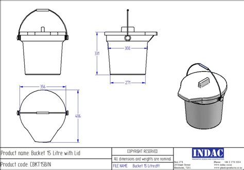 Heavy Duty Pourable Bucket With Lid 15 Litre Indac
