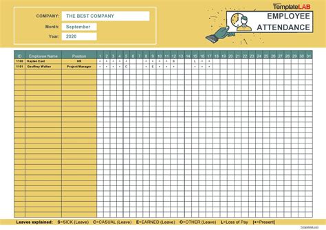 Monthly Attendance Sheet Format In Excel For Employees Excel Templates