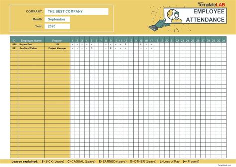 23 Free Printable Attendance Sheet Templates Wordexcel