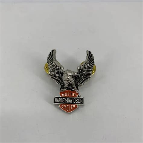 Vintage Harley Davidson Up Winged Eagle Bar And Shield Pin Vest Jacket