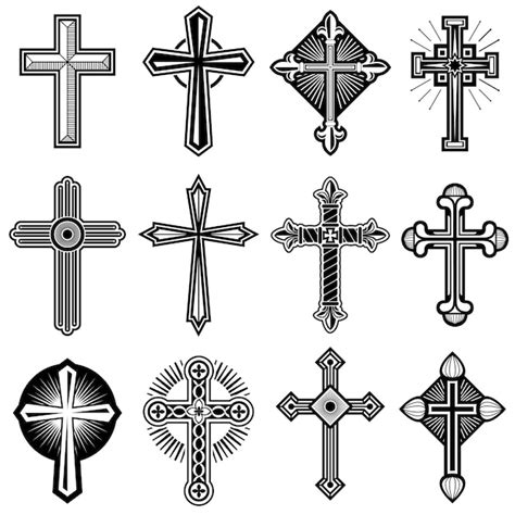 Croix Chrétienne Catholique Avec Jeu Dicônes Vectorielles Ornement