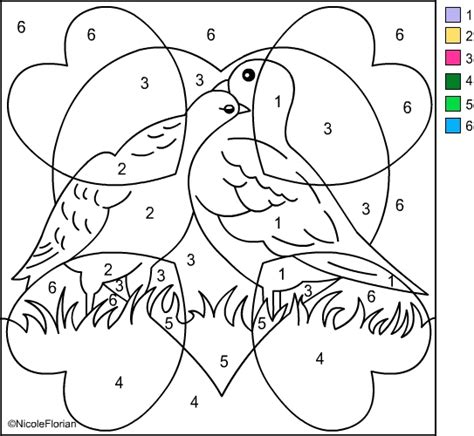 Color the sections based on the number key at the bottom of the page to reveal the picture. Nicole's Free Coloring Pages: COLOR BY NUMBER * VALENTINES