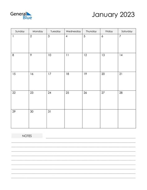 January 2023 Calendar Free Printable Calendar Blank Calendar January