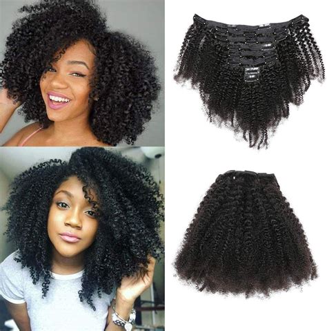 Dsoar Inch Pcs Set With Clips Remi Human Hair Clip In Extensions Afro Kinky Curly Double
