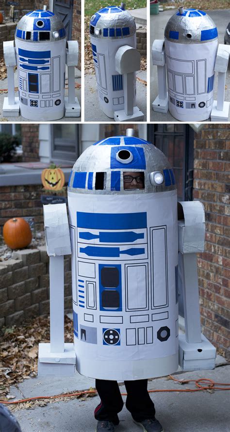 R2d2 From Star Wars Homemade Halloween Costume Made From Paper Mache