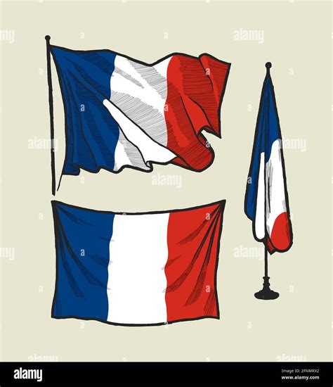 Francia Bandera Ilustración Conjunto Dibujo De La Bandera Bandera De