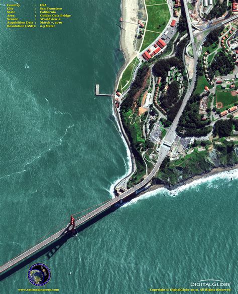 Worldview 2 Satellite Image Golden Gate Bridge Satellite Imaging Corp