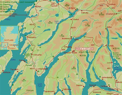 Scotland Map Of Argyll Showing Strachur Highland Estate Self Catering