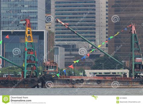 Hk Style Of Pontoon At Victoria Harbour Editorial Stock Photo Image