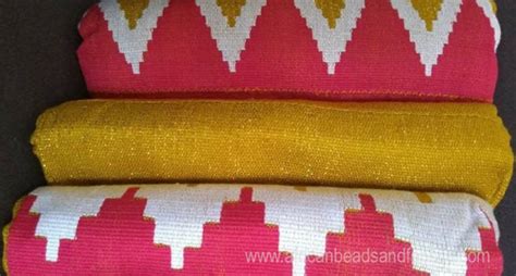 Kente African Fabric Authentic Handwoven Goldred Festive Cloth African Beads And Fabrics