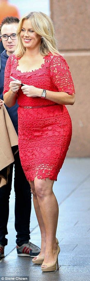 Samantha Armytage Shows Off Body In Lacy Red Dress Outside Sunrise