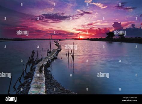 Indonesia Banten Tanjung Burung At Sunset Stock Photo Alamy