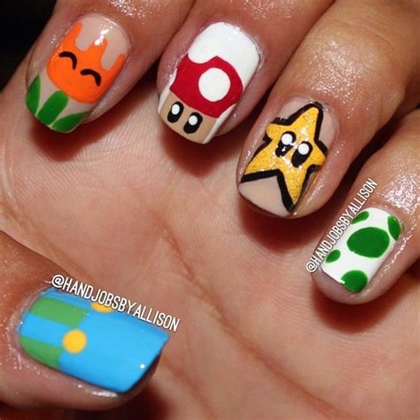 Mario Game Manos Bonitas Uñas Pintadas Uñas