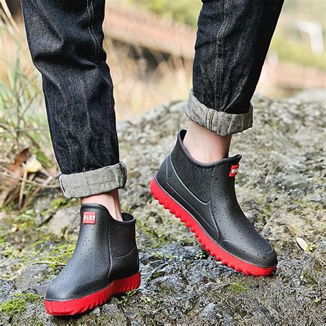 buy rain shoes men s rubber boots slip on rain boots men ankle boot waterproof kitchen working