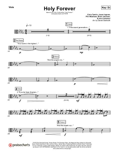 Holy Forever Viola Sheet Music PDF Chris Tomlin PraiseCharts