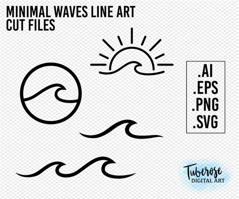 Minimal Ocean Wave Svg Circle Wave Sunset Wave Line Art Cut Etsy
