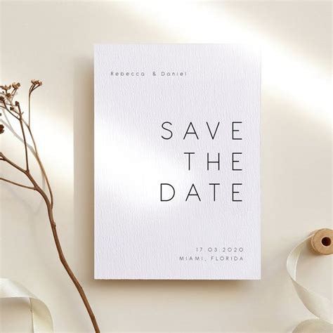Minimalist Save The Date Invitation Printable Chic Save The Date