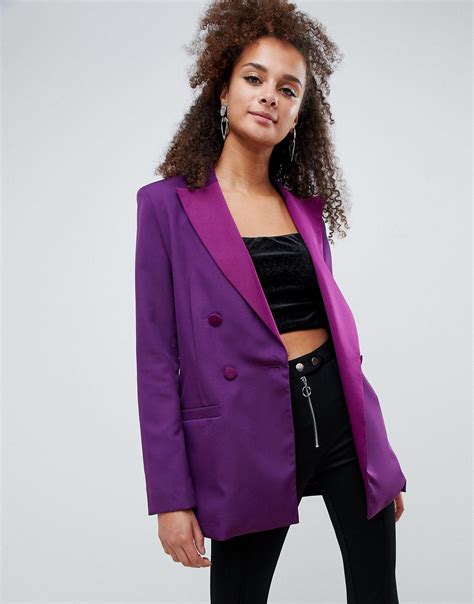 Bershka Blazer In Purple Lyst