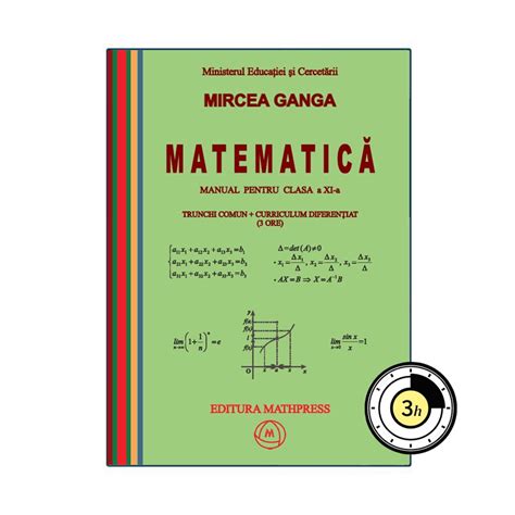 Manual De Matematică Clasa A Xi A 3 Ore Tc Cd Autor Prof