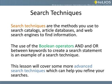 Ppt Advanced Search Techniques Powerpoint Presentation Free Download