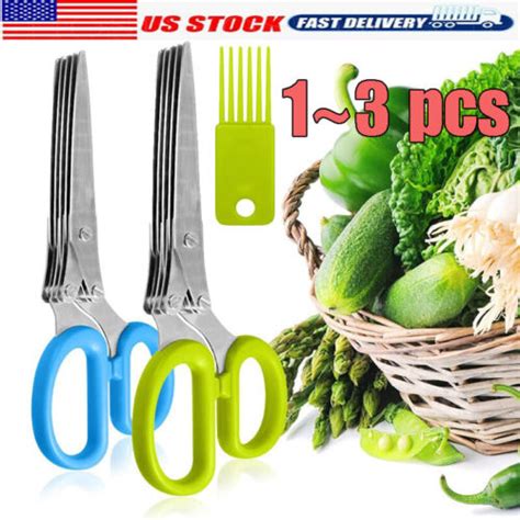 Herb Scissors Set With 5 Blades And Cover Multipurpose Kitchen Chopping