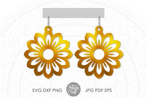 Sunflower Earring Template, Earring SVG (720446) | Cut Files | Design