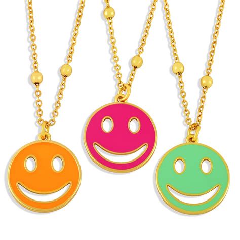 Wholesale Jewelry Smiley Face Pendant Copper Necklace Nihaojewelry
