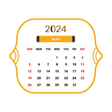May Month Calendar Vector May Calendar May Calendar