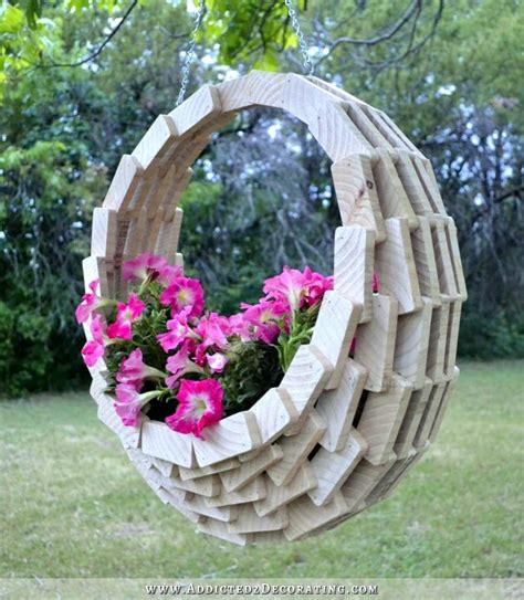 Super Easy Pieced Wood Diy Hanging Flower Basket