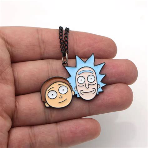 p1332 dongmanli new fashion enamel rick and morty pendant necklace for women mens party