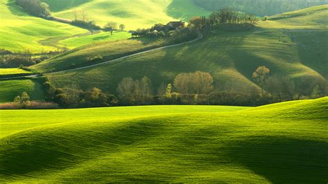 Wallpaper Tuscany Italy Europe Hills Green Field 8k